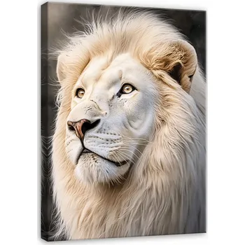 Obraz OBRAZ BÍLÝ LEV ZVÍŘATA DO LOŽNICE OBÝVÁKU KUCHYNĚ NA PLÁTNĚ 100x70