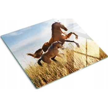 Obraz Skleněná kuchyňská deska na servírování s grafikou Kobyla a hříbětem 60 x 52 cm
