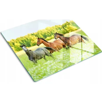 Kuchyňské prkénko Skleněná kuchyňská deska na krájení s grafikou Koně v cvalu 60x52 cm