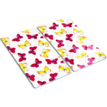 Obraz Tvrzené Multifunkční Dekorativní Skleněné Desky Květina motýla 2x30x52 cm