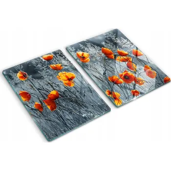 Obraz Sada dvou ozdobných skleněných kuchyňských desek - Makové pole 2x40x52 cm