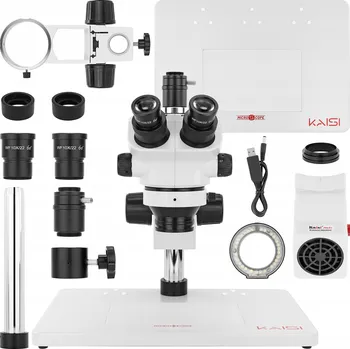 Stereoskopický trinokulární mikroskop KAISI K-37050 PRO + odsavač par