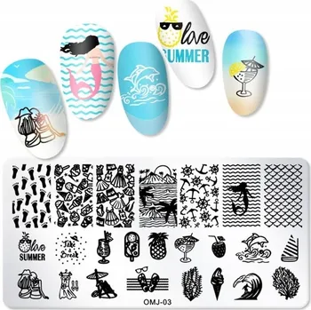 Přípravek na nehty Šablona / Destička na nehty pro zdobení nehtů OMJ-03