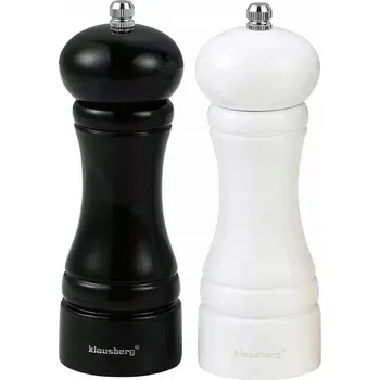 Kuchyňský mlýnek Ruční mlýnek Klausberg dřevěný 2 ks bílý, černý na pepř a sůl