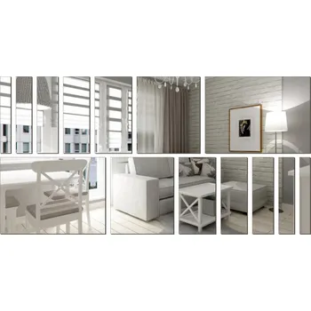 Zrcadlo Dekorativní Zrcadlo Akrylové "Obdélníky" Stříbrné | 590x300 mm