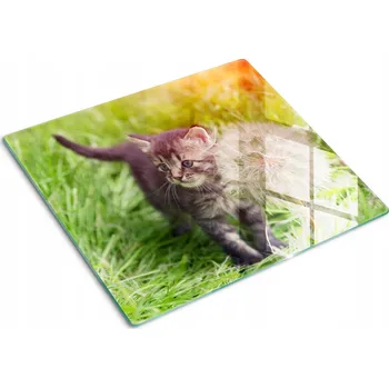 Obraz Dekorativní skleněná deska na krájení a servírování Kotě Pampeliška 60 x 52 cm
