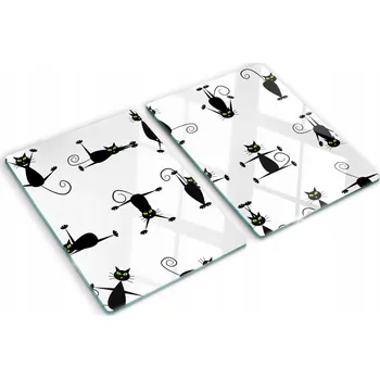 Obraz Sada tvrzených skleněných kuchyňských desek s motivem koček 2x40x52 cm