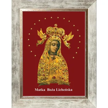 Obraz PANNA MARIA LICHENSKÁ | NÁBOŽENSKÝ OBRAZ V BÍLÉM OZDOBNÉM RÁMU 30X40