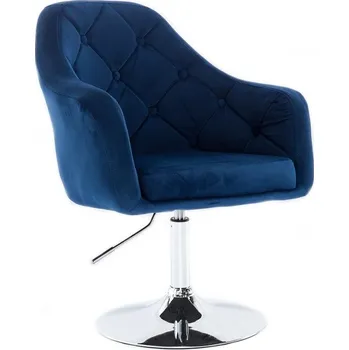 LuxuryForm DESIGN Kosmetické křeslo ANDORA VELUR na stříbrném talíři - modré