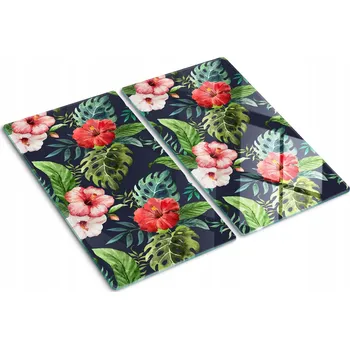 Obraz Skleněné kuchyňské desky na krájení s grafikou Tropické květiny 2x30x52 cm