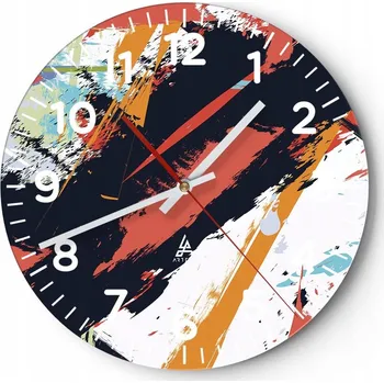 Hodiny Nástěnné hodiny do obýváku 40x40 Abstrakce Kulatý Skleněné hodiny Loft Tiché