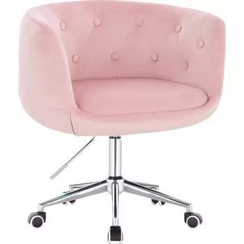 LuxuryForm DESIGN Kosmetické křeslo MONTANA VELUR na stříbrné podstavě s kolečky - růžové
