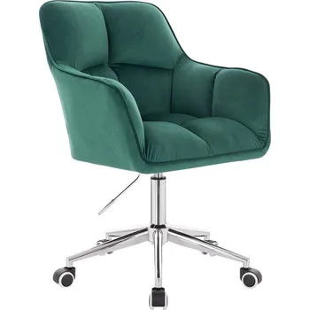 LuxuryForm DESIGN Kosmetické křeslo AMALFI VELUR na stříbrné podstavě s kolečky - zelené