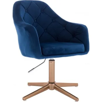 LuxuryForm DESIGN Kosmetické křeslo ANDORA VELUR na zlatém kříži - modré