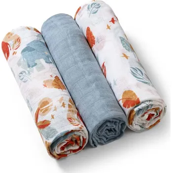 BabyOno Super Soft mušelínové 70 x 70 cm 3 ks, modré/Afrika
