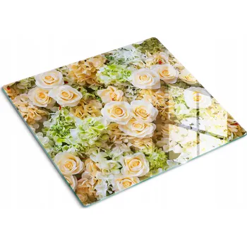 Obraz Kuchyňská Multifunkční Ozdobná Deska z Tvrzeného Skla Růže 60x52 cm