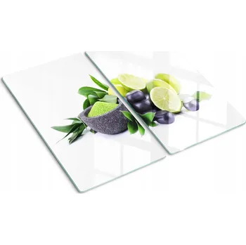 Obraz Skleněné kuchyňské desky z tvrzeného skla s grafikou Limetka a kameny 2x30x52 cm