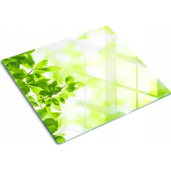 Obraz Dekorativní Kuchyňská Deska z Tvrzené Sklo na Krájení, Motiv Listy, 60x52 cm