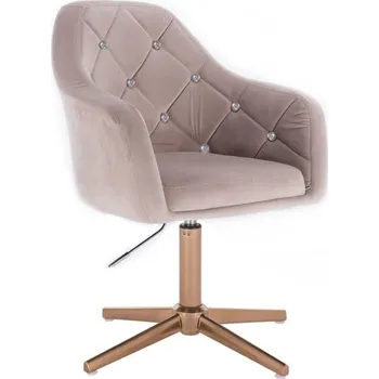 LuxuryForm DESIGN Kosmetické křeslo ROMA VELUR na zlatém kříži - světle šedé