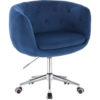 LuxuryForm DESIGN Kosmetické křeslo MONTANA VELUR na stříbrné podstavě s kolečky - modré