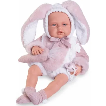 Panenka Realistické miminko - holčička Babydoo v zajíčkovském oblečku od firmy Antonio Juan (Babydoo posturitas conejita)
