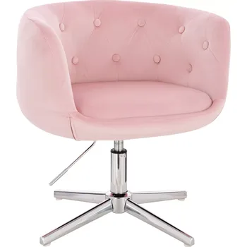 LuxuryForm DESIGN Kosmetické křeslo MONTANA VELUR na stříbrném kříži - růžové
