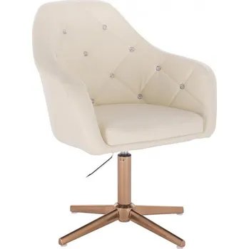 LuxuryForm DESIGN Kosmetické křeslo ROMA na zlatém kříži - krémové