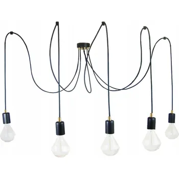 ZÁVĚSNÁ STROPNÍ LAMPA PAVOUK 5 ČERNÁ S MOSAZÍ