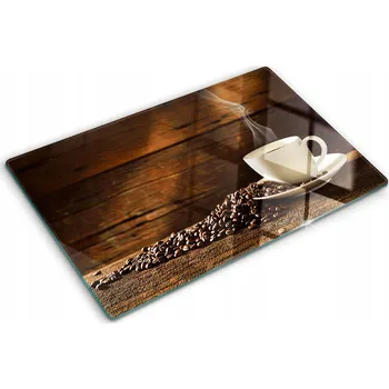 Obraz Skleněná kuchyňská deska na servírování s grafikou Šálek kávy 80x52 cm