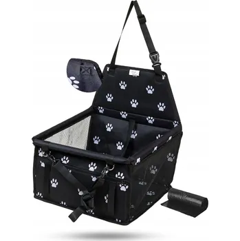 přepravka pro zvíře Přepravka pro psa do 10 kg do auta, autosedačka, barva černá, vzor tlapky