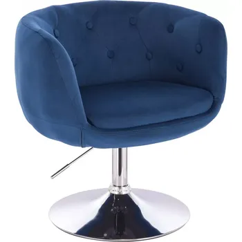 LuxuryForm DESIGN Kosmetické křeslo MONTANA VELUR na stříbrném talíři - modré