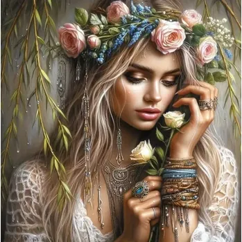 Diamantové malování Diamantové malování - Květinová dívka (60 x 60)