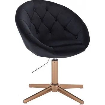 LuxuryForm DESIGN Kosmetické křeslo VERA VELUR na zlatém kříži - černé