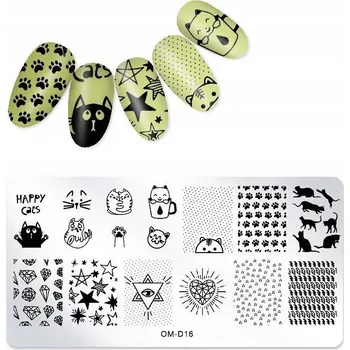 Přípravek na nehty Šablona / Destička na nehty pro zdobení nehtů - OM-D16