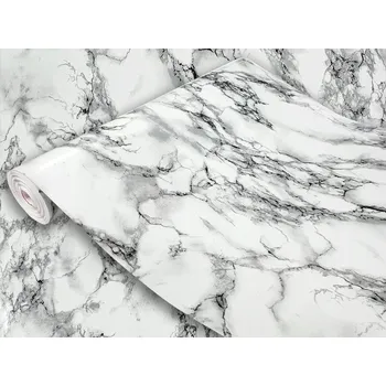 Tapeta Samolepicí Fólie na Nábytek Mramor Vzhled Bílo-Černá Dekorativní Fólie PVC