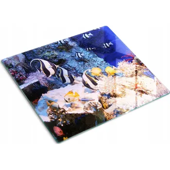 Obraz Skleněná kuchyňská deska na krájení s ozdobnou grafikou Korálový útes 60x52 cm