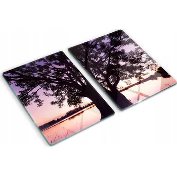 Obraz Dekorativní Desky Tvrzené Sklo na Krájení Strom a jezero 2x40x52 cm