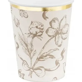 Jednorázové nádobí Kelímky „Kraftové květiny“, PartyDeco, 220 ml, 6 ks