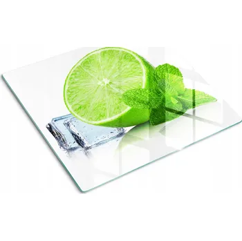 Obraz Multifunkční Dekorativní Skleněná Deska do Kuchyně Limetka s ledem 60x52 cm