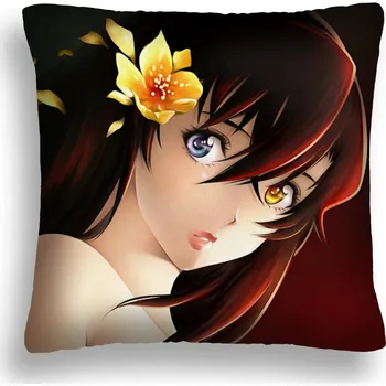 Polštář POLŠTÁŘ ANIME 15 BRUNETKA S KVĚTINOU VE VLASECH PL