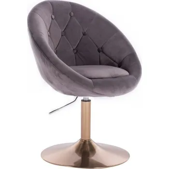 LuxuryForm DESIGN Kosmetické křeslo VERA VELUR na zlatém talíři - tmavě šedé