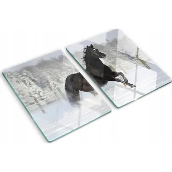 Obraz Kuchyňské Multifunkční Dekorativní Skleněné Desky Kůň Sníh 2x40x52 cm