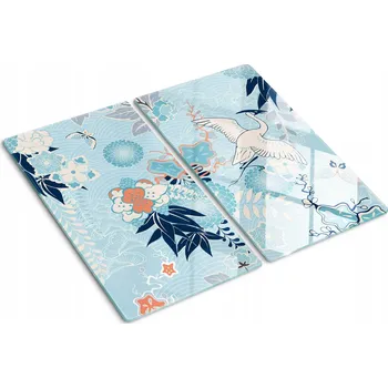 Obraz Kuchyňské Multifunkční Dekorativní Skleněné Desky Jeřáb a květiny 2x30x52 cm