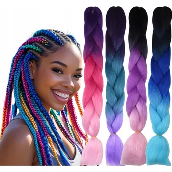 Příčesek Syntetické Barevné Vlasy Copánky Sada 4 Kusů OMBRE