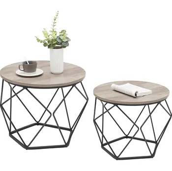 Konferenční stolek Sada 2 konferenčních stolků Sulesund - 50x40 cm, 40x36 cm | černá a šedobéžová