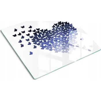 Obraz Skleněné dekorativní prkénko Na Servírování Jednohubek, motiv Motýli a Srdce, 60x52 cm