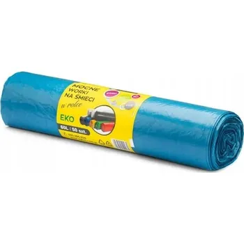 Pytle na odpadky Modré pytle na odpadky v roli 60L, 50 kusů, 60x80 cm, LDPE