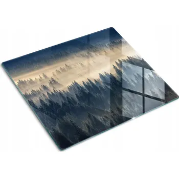 Obraz Tvrzené Multifunkční Skleněné Prkénko Mlžný Les 60x52 cm
