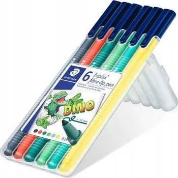 STAEDTLER Trojúhelníkové Fixy / fixy, 6 barev, motiv DINO