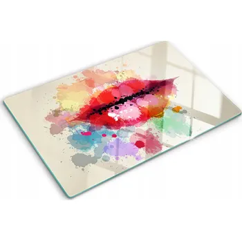 Obraz Skleněná dekorativní deska Na Servírování Jednohubek Barevné rty 80x52 cm